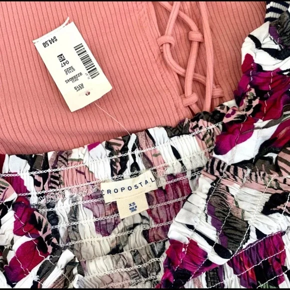 NEW! 2 Aeropostale Summer Tops floral ruffle tunics - Picture 2 of 3